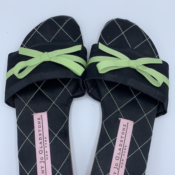 Amy Jo Gladstone Slippers Black Satin Slide On Mule - Picture 5 of 10